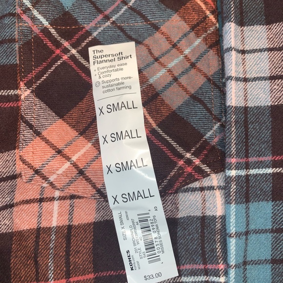 Sonoma Supersoft plaid/ flannel shirt Extra small - Picture 3 of 4